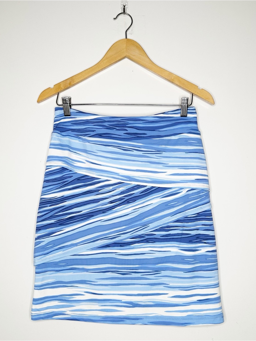 J. McLaughlin Nicola Catalina Cloth Blue White Striped Skirt Size Small